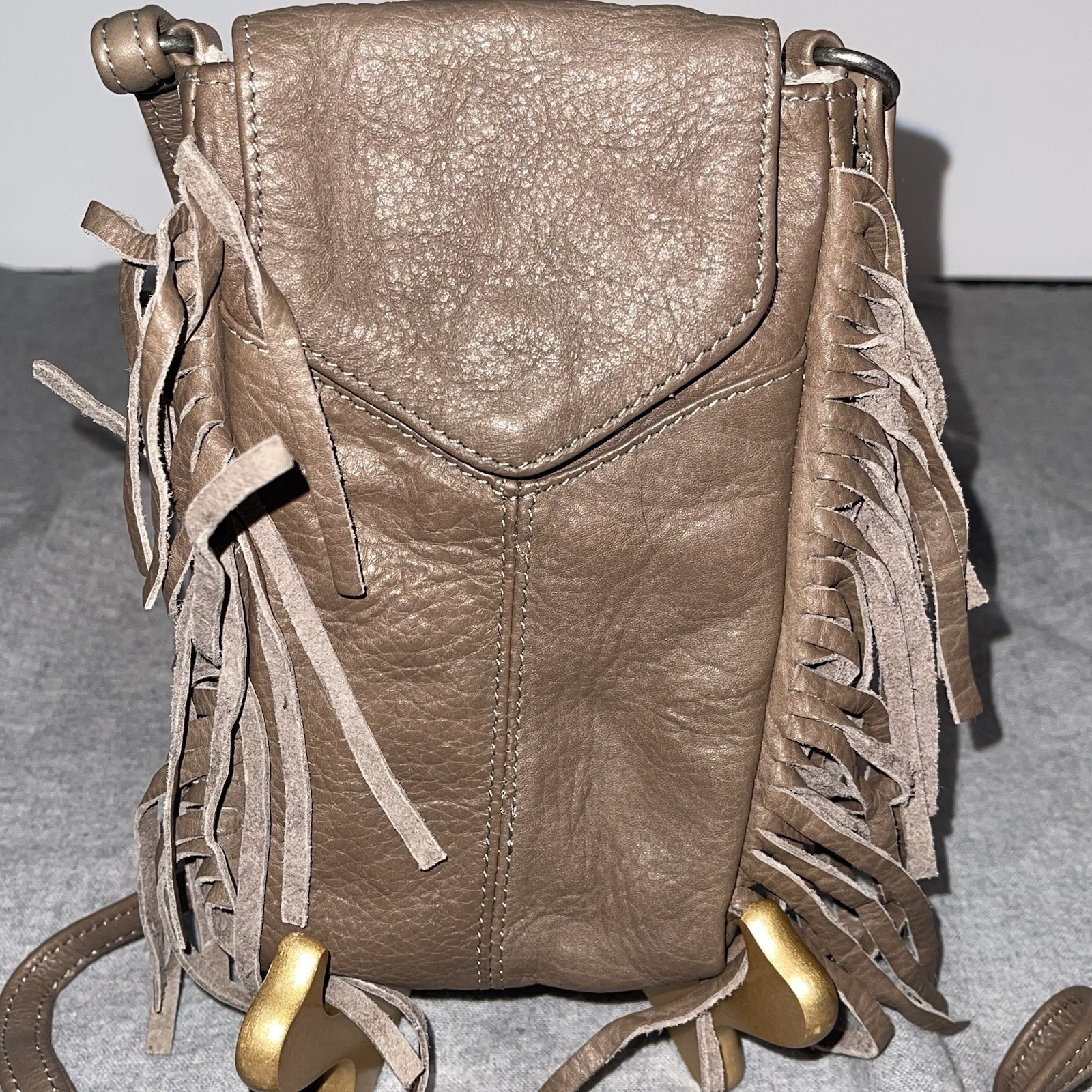 Day & Mood Cell Credit Card Crossbody Leather Brown Bag Boho Fringe Western Boho